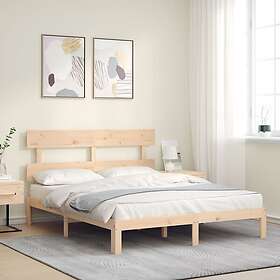 vidaXL Bed Frame med huvudgavel 5FT King Size massivt trä 3193536