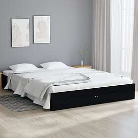 vidaXL Sängynrunko svart massivt trä 140x190 cm 820086