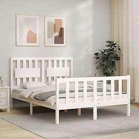 vidaXL Bed Frame med huvudgavel vit 120x200 cm massivt trä 3192422