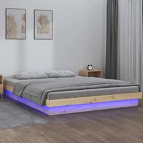 vidaXL Sängynrunko LED 200x200 cm massivt trä 832733
