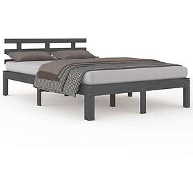 vidaXL Seng Ramme grå massivt trä 135x190 cm 4FT6 814731