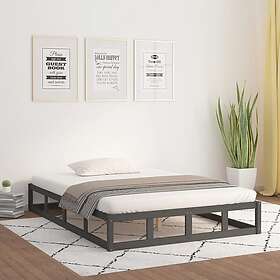 vidaXL Bed Frame grå 135x190 cm 4FT6 massivt trä 820838
