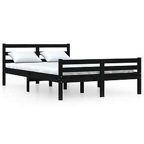 vidaXL Sängynrunko svart massivt trä 135x190 cm 4FT6 814798