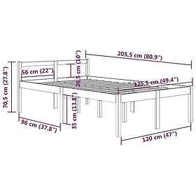 vidaXL Seng Ramme grå massiv furu 120x200 cm 810611