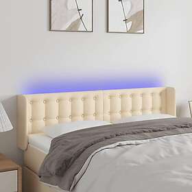 vidaXL Huvudgavel LED gräddvit 147x16x78/88 cm tyg 3123673