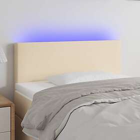 vidaXL Sängynpääty LED gräddvit 100 x 5 78/88 cm tyg 3121327