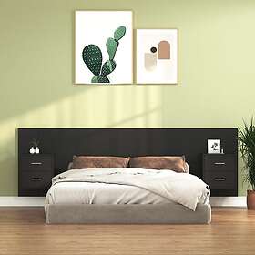 vidaXL Sengegavl med lådor svart konstruerat trä 3115709