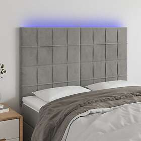 vidaXL Huvudgavel LED ljusgrå 144x5x118/128 cm sammet 3122472