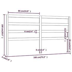 vidaXL Sengegavl vit 186x4x100 cm massiv furu 817656