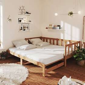 vidaXL Dagbädd utdragbar 2x(90x200) cm honungsbrun massiv furu 3083667