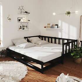 vidaXL Dagbädd utdragbar 2x(90x200) cm svart massiv furu 3083713