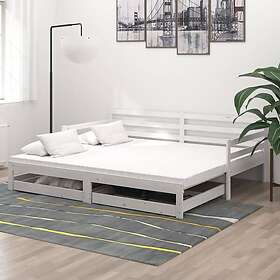 vidaXL Dagbädd utdragbar 2x(90x200) cm vit massiv furu 3083700