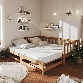 vidaXL Dagbädd utdragbar 2x(90x200) cm honungsbrun massiv furu 3083707