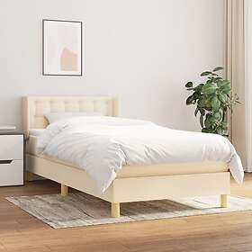 vidaXL Lit à ressort med madrass gräddvit 90x200 cm tyg 3130566