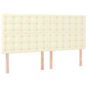 vidaXL Lit à ressort med madrass gräddvit 200x200 cm konstläder 3132521
