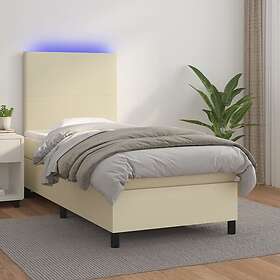 vidaXL Mattress base med madrass & LED gräddvit 100x200 cm konstläder 3135809