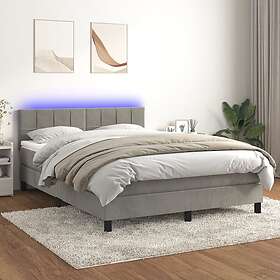 vidaXL Lit à ressort med madrass & LED ljusgrå 140x190 cm sammet 3134399