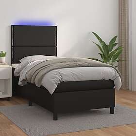 vidaXL Lit à ressort med madrass & LED svart 80x200 cm konstläder 3135849