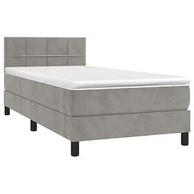vidaXL Ramsäng med madrass & LED ljusgrå 100x200 cm sammet 3134387