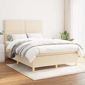 vidaXL Ramsäng med madrass gräddvit 140x190 cm tyg 3142254