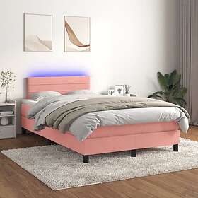vidaXL Ramsäng med madrass rosa & LED 120x200 cm sammet 3134458
