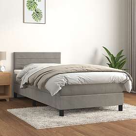 vidaXL Ramsäng med madrass ljusgrå 90x200 cm sammet 3141341