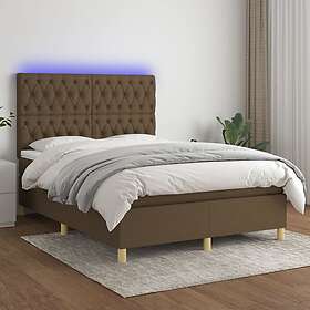 vidaXL Lit à ressort med madrass & LED mörkbrun 140x190 cm tyg 3135672