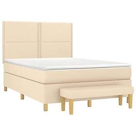 vidaXL Ramsäng med madrass gräddvit 140x190 cm tyg 3137074
