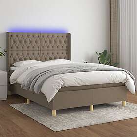 vidaXL Ramsäng med madrass & LED taupe 140x200 cm tyg 3139121