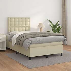 vidaXL Ramsäng med bäddmadrass gräddvit 120x200 cm konstläder 3142835