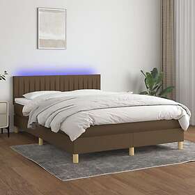 vidaXL Lit à ressort med madrass & LED mörkbrun 140x190 cm tyg 3133872