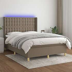 vidaXL Lit à ressort med madrass & LED taupe 140x200 cm tyg 3139201