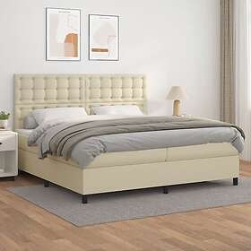 vidaXL Mattress base med madrass gräddvit 200x200 cm konstläder 3142865