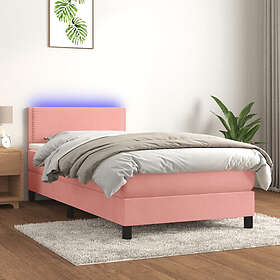 vidaXL Ramsäng med madrass rosa & LED 80x200 cm sammet 3134314