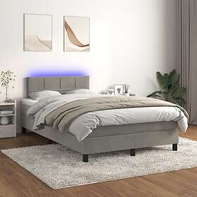vidaXL Ramsäng med madrass & LED ljusgrå 120x200 cm sammet 3134393