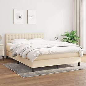 vidaXL Ramsäng med madrass gräddvit 140x200 cm tyg 3140382