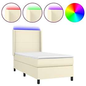 vidaXL Mattress base med madrass & LED gräddvit 100x200 cm konstläder 3139249