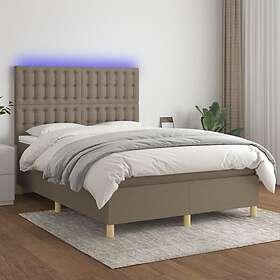 vidaXL Lit à ressort med madrass & LED taupe 140x190 cm tyg 3135753