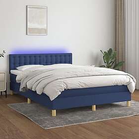 vidaXL Lit à ressort med madrass & LED blå 140x190 cm tyg 3134035