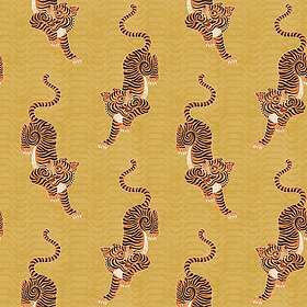 Tiger furn. Tibetan Wallpaper Mustard T/WP1/MUS