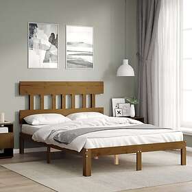 vidaXL Sängynrunko med huvudgavel honungsbrun 140x200 cm massivt trä 3193599