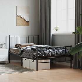 vidaXL Bed Frame med huvudgavel och fotgavel svart metall 100x200 cm 352493
