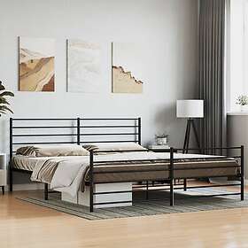 vidaXL Bed Frame med huvudgavel och fotgavel svart metall 193x203 cm 352343