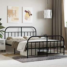 vidaXL Bed Frame med huvudgavel och fotgavel svart metall 150x200 cm 353655