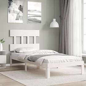 vidaXL Sängynrunko med huvudgavel vit 90x200 cm massivt trä 3193582