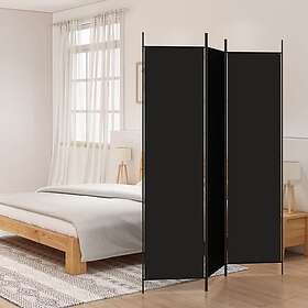 vidaXL Rumsavdelare 3 paneler 150 x 200 cm svart tyg 350181