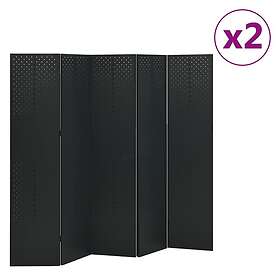 vidaXL Rumsavdelare 5 paneler 2 st svart 200 x 180 cm stål 3095196