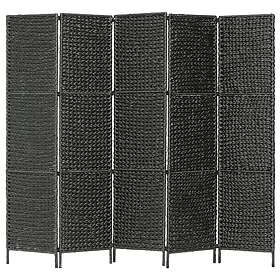 vidaXL Rumsavdelare 5 paneler vattenhyacint 193x160 cm svart 247352