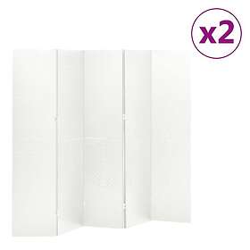 vidaXL Rumsavdelare 5 paneler 2 st vit 200 x 180 cm stål 3095197