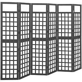 vidaXL Rumsavdelare/Spaljé 6 paneler massiv gran svart 242.5x180 cm 316485